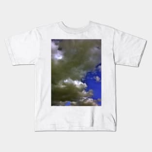 Bold Large Plump Clouds in a Bright Blue Sky on a Sunny Day Photograph Kids T-Shirt